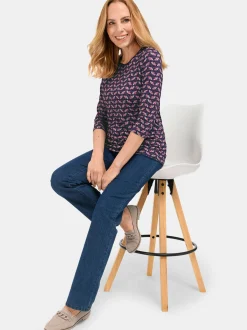 Goldner Damen Druckshirts in marine - Ärmel: Halbarm