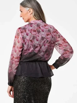 Goldner Damen Festliche Blusen in schwarz rosa