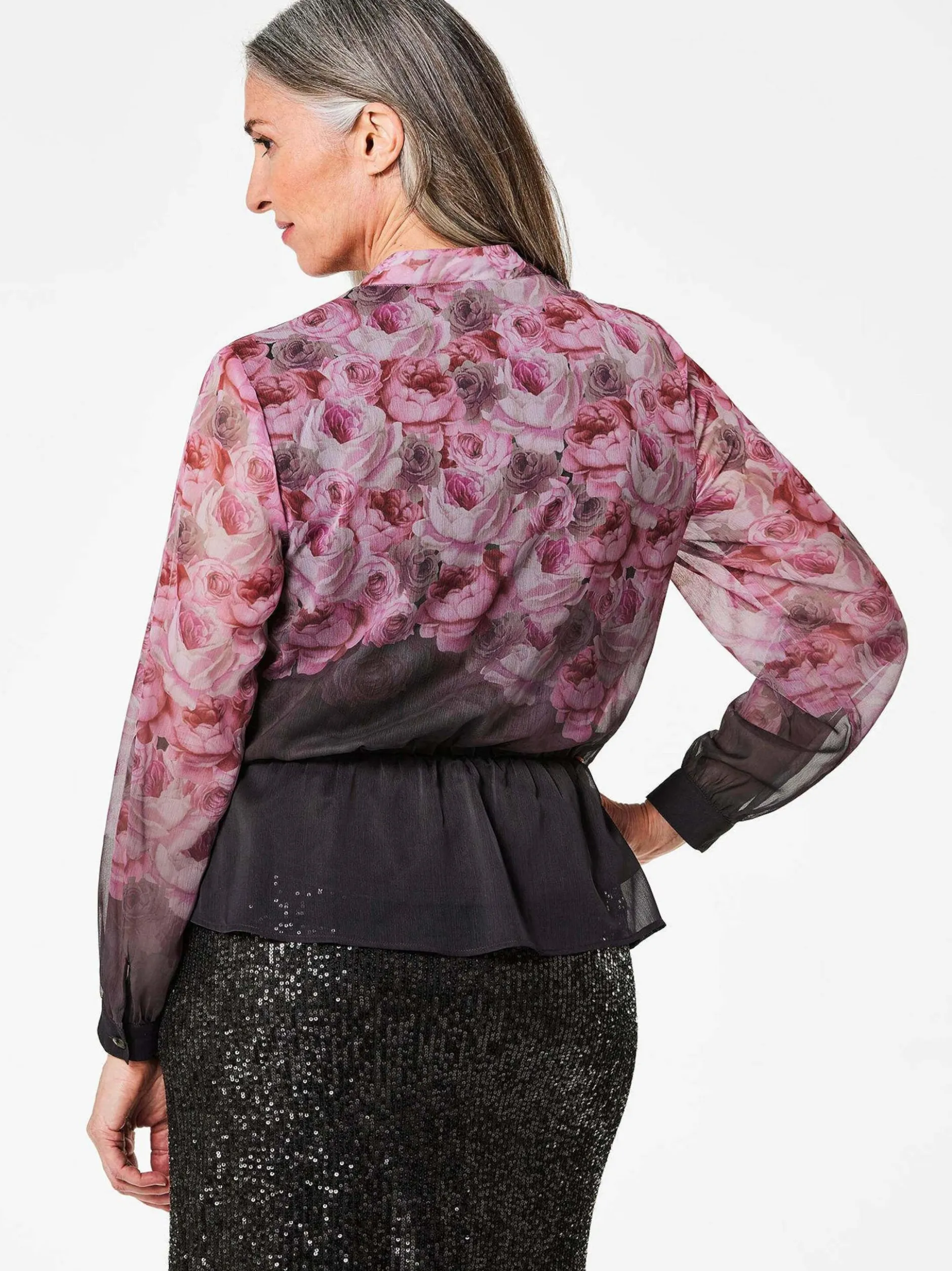 Goldner Damen Festliche Blusen in schwarz rosa