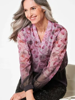 Goldner Damen Festliche Blusen in schwarz rosa