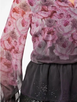 Goldner Damen Festliche Blusen in schwarz rosa