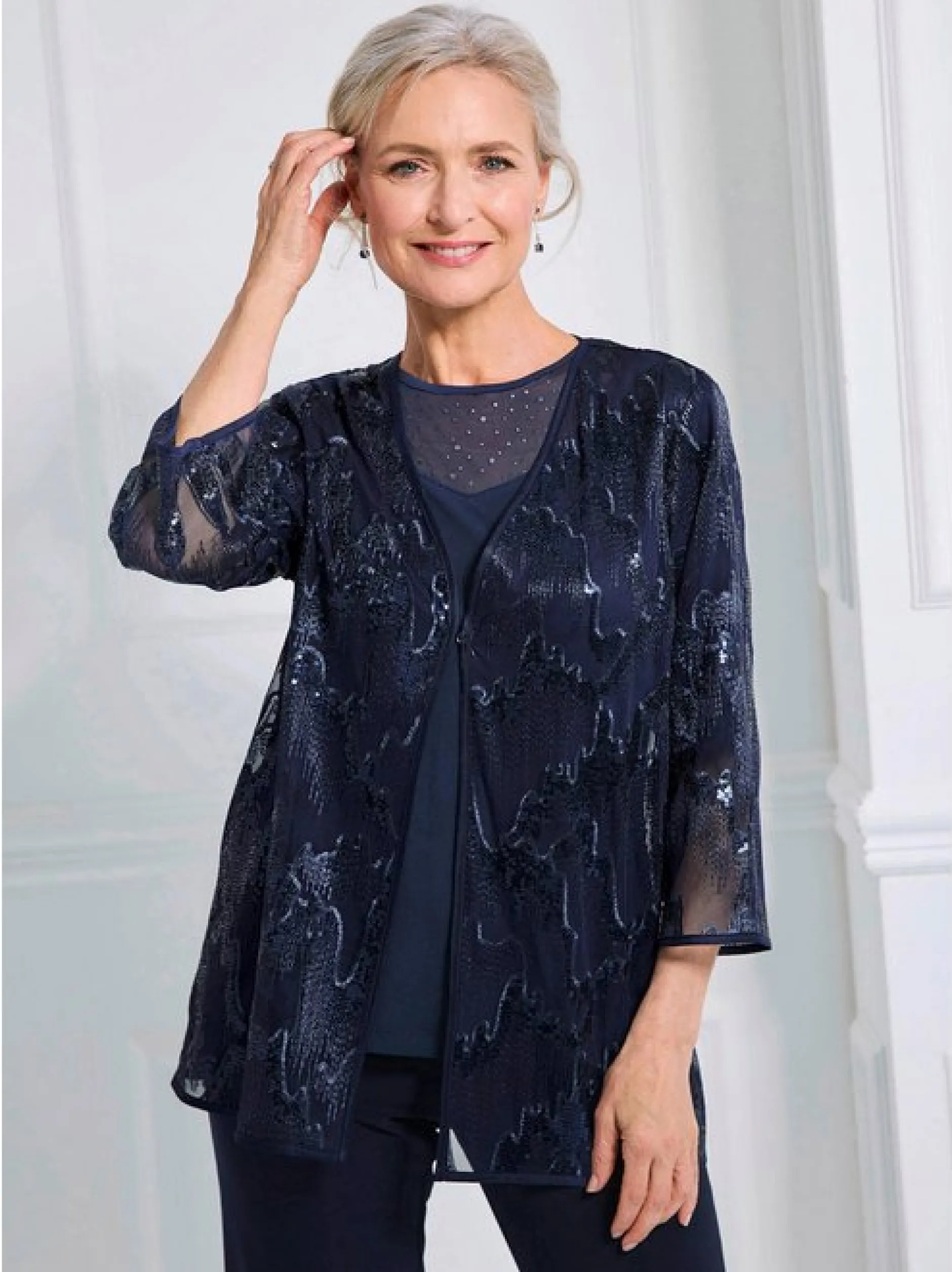 Goldner Damen Festliche Blusen in marine