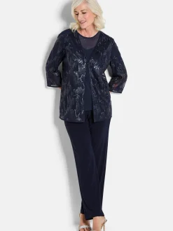 Goldner Damen Festliche Blusen in marine