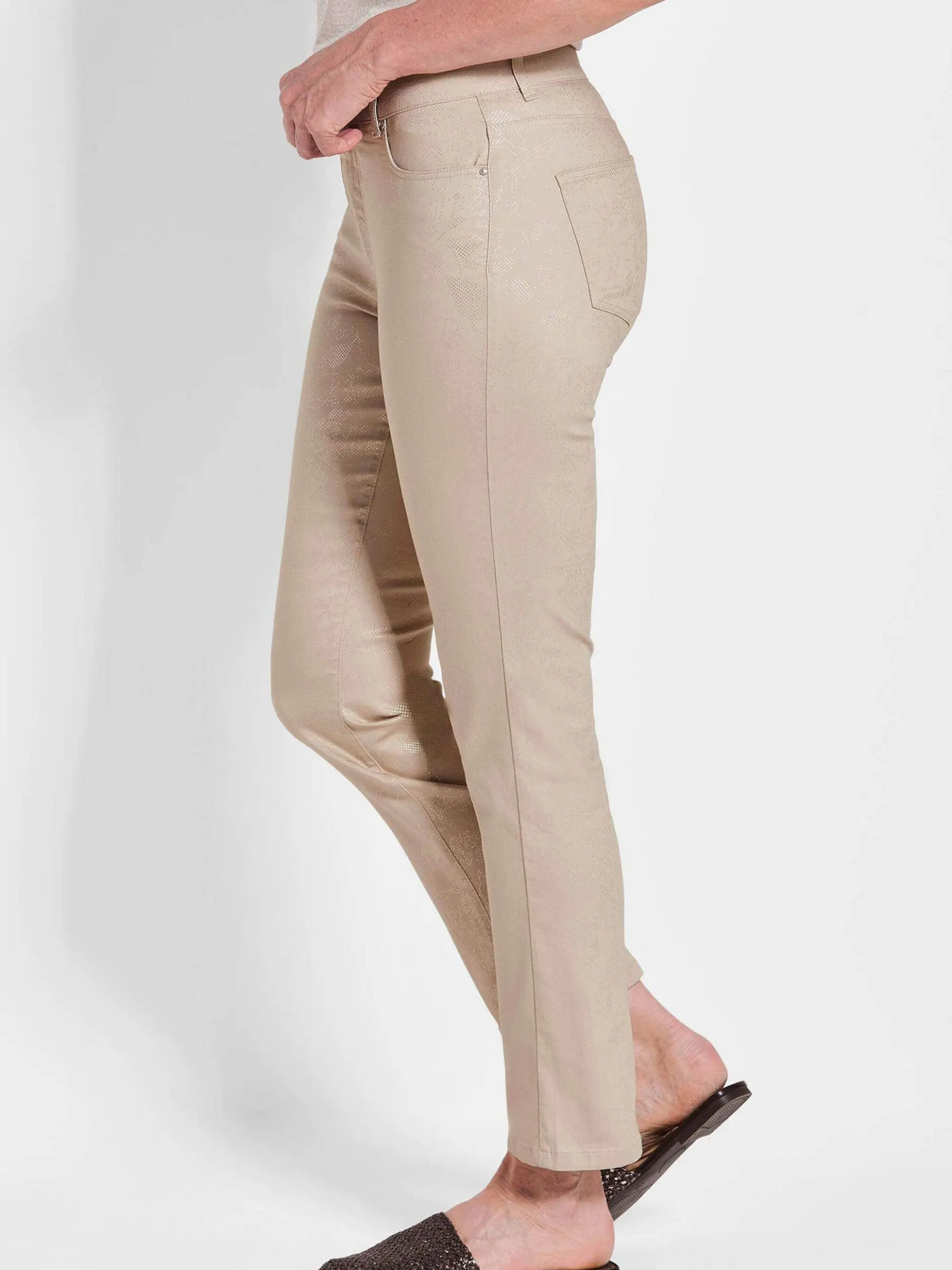 Goldner Damen Gemusterte Hosen in beige