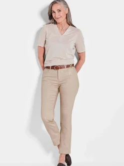 Goldner Damen Gemusterte Hosen in beige