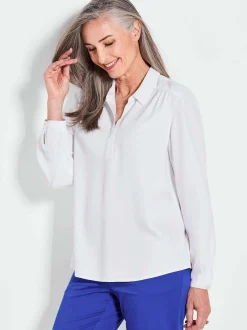 Goldner Damen Hemdbluse - Kurzgröße in weiß