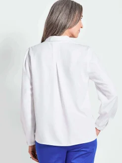 Goldner Damen Hemdbluse - Kurzgröße in weiß