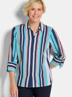 Goldner Damen Hemdblusen in blau - Ärmel: 3/4 Arm