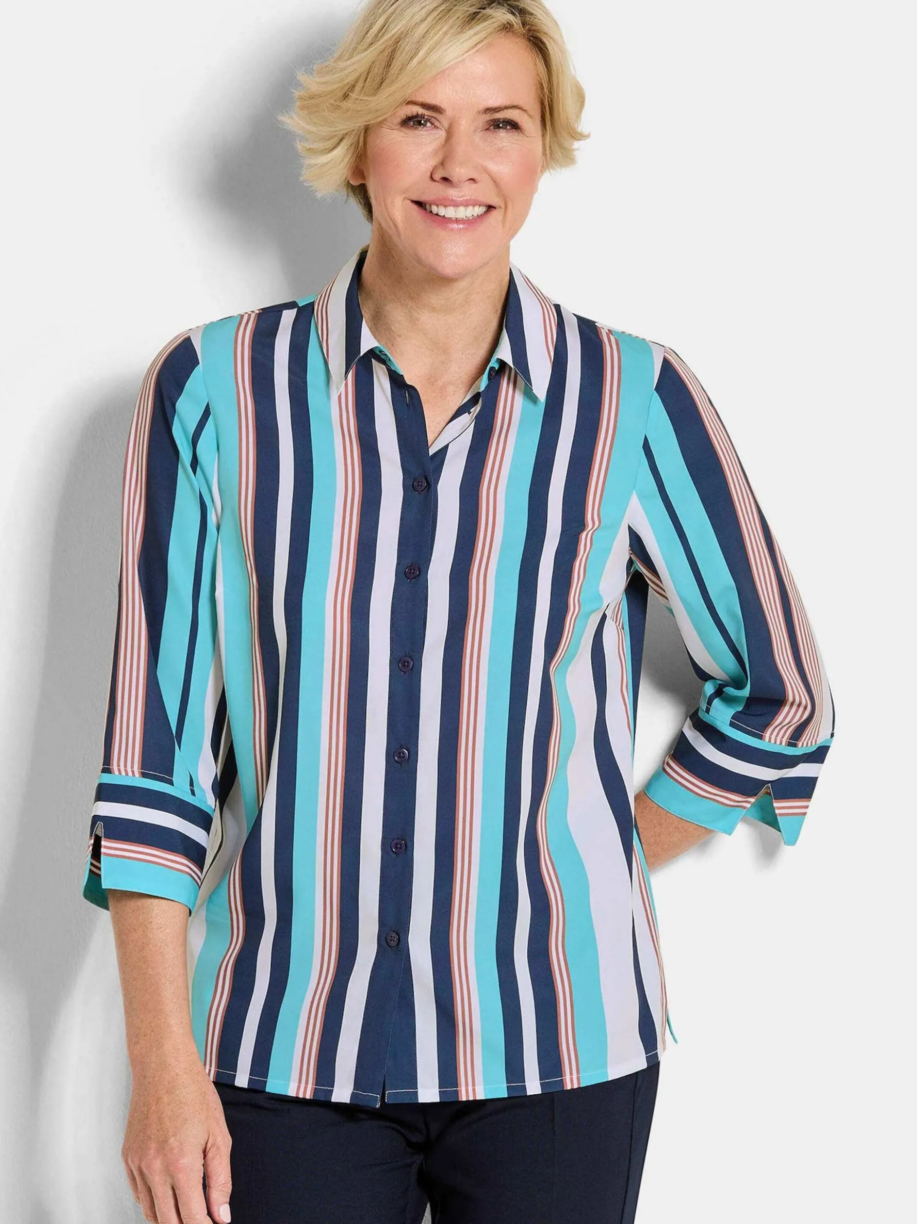 Goldner Damen Hemdblusen in blau - Ärmel: 3/4 Arm