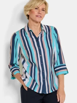 Goldner Damen Hemdblusen in blau - Ärmel: 3/4 Arm