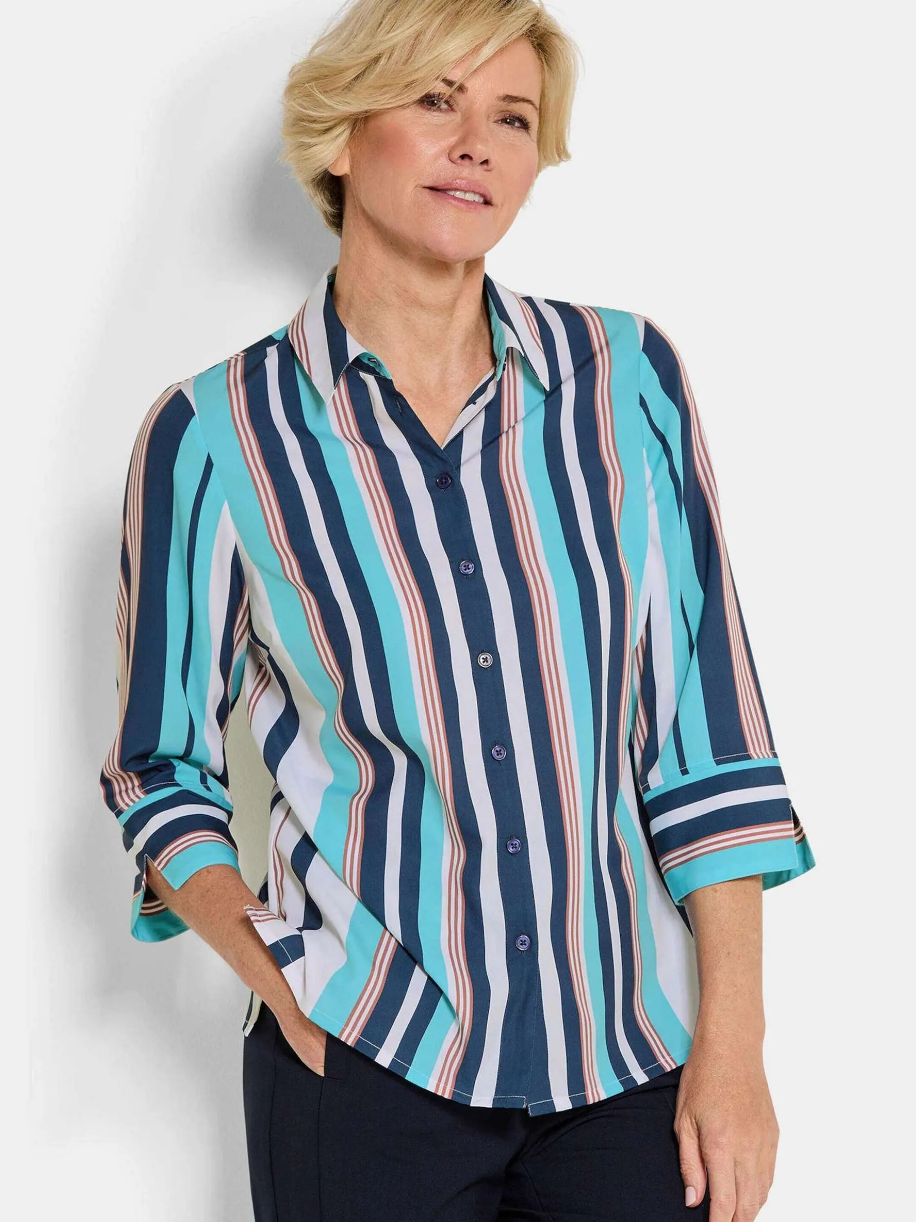 Goldner Damen Hemdblusen in blau - Ärmel: 3/4 Arm