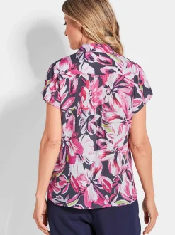 Goldner Damen Hemdblusen in pink - Ärmel: kurzarm
