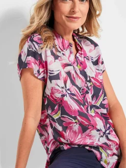 Goldner Damen Hemdblusen in pink - Ärmel: kurzarm