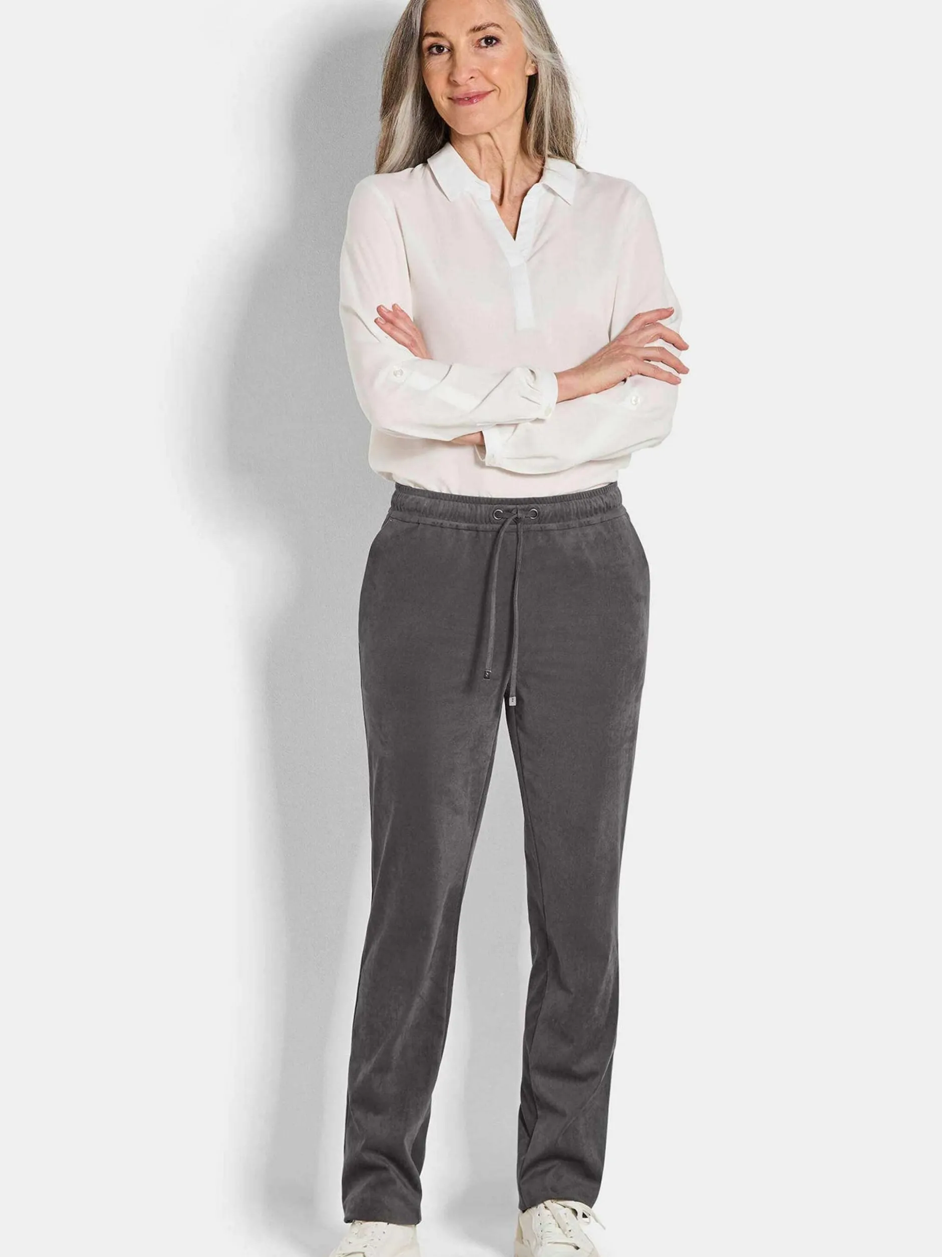 Goldner Damen Hose - Kurzgröße in grau