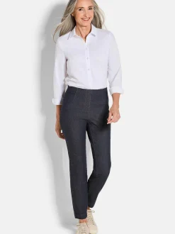 Goldner Damen Hosen - Kurzgröße in marine