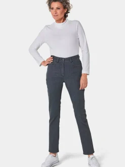 Goldner Damen Jeans in anthrazit