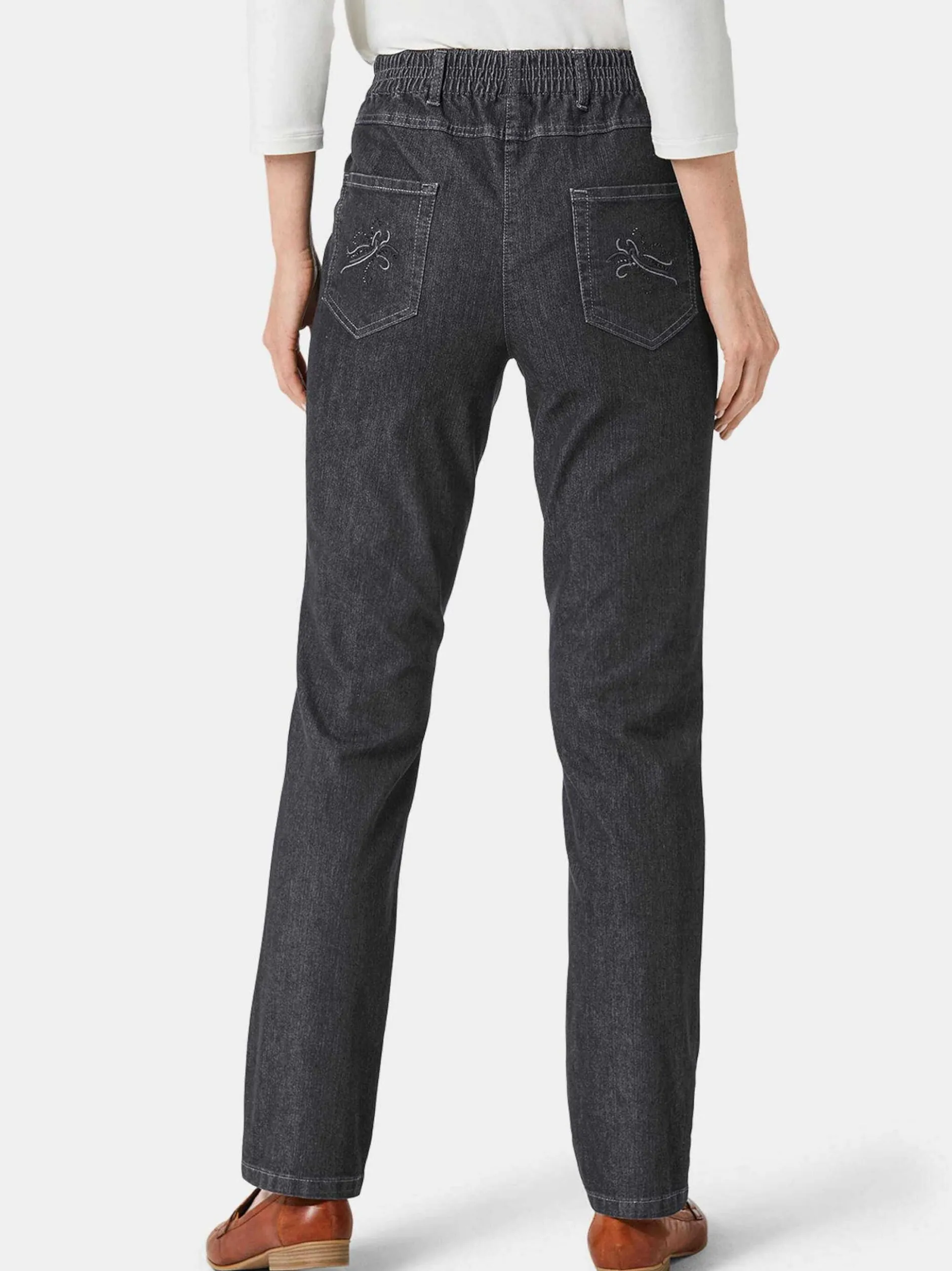Goldner Damen Jeans in anthrazit