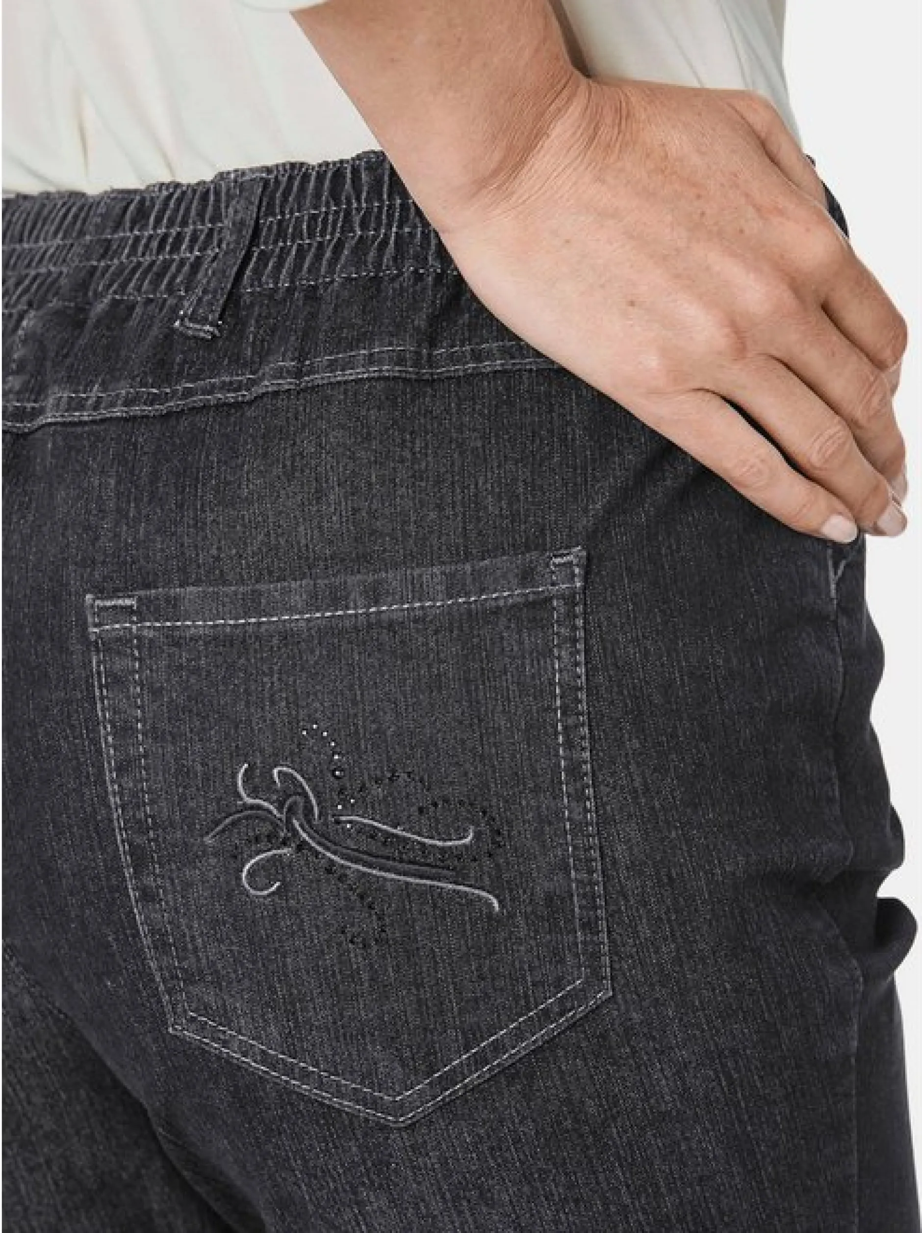 Goldner Damen Jeans in anthrazit