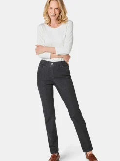 Goldner Damen Jeans in anthrazit