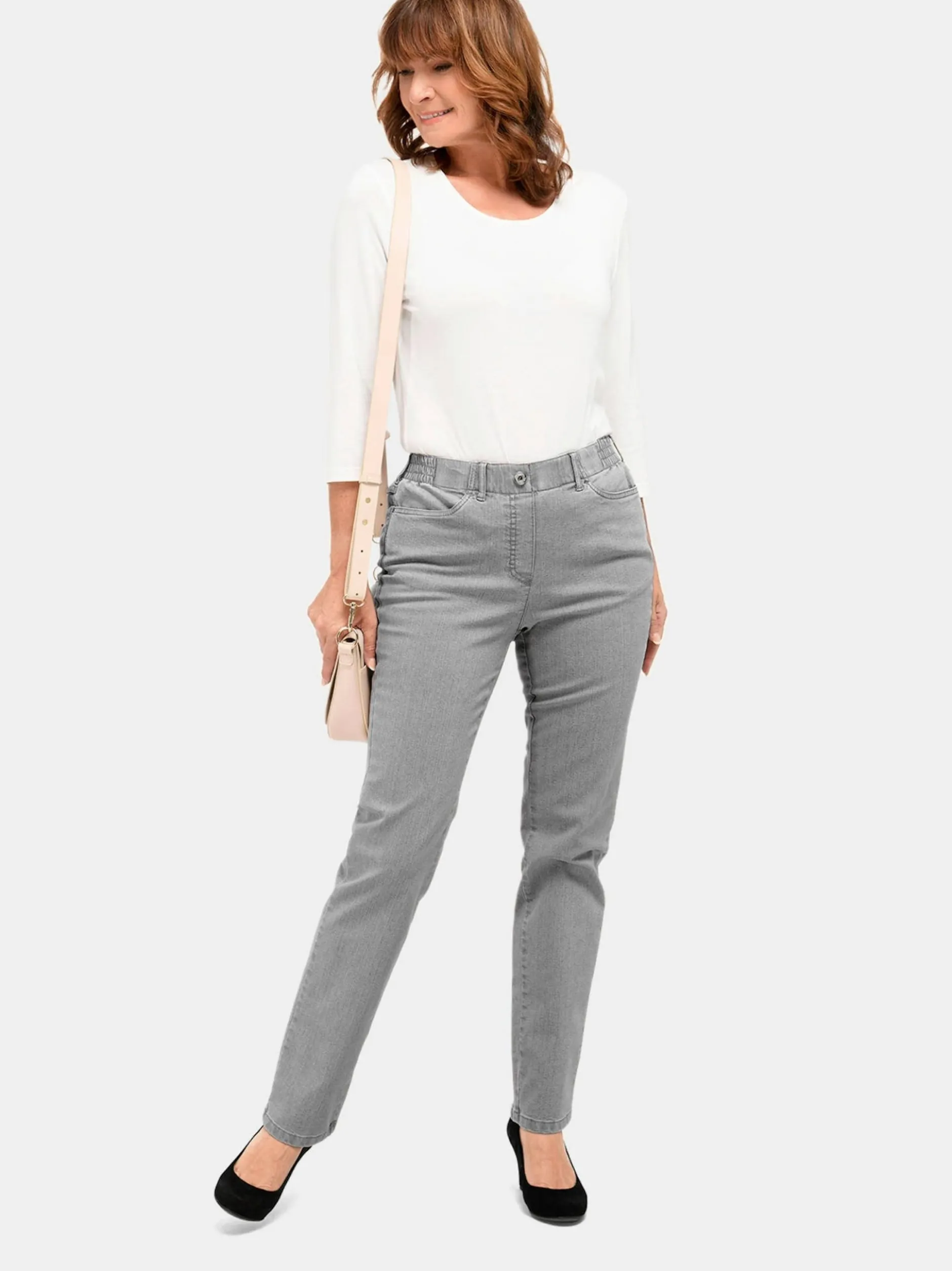 Goldner Damen Jeans in hellgrau