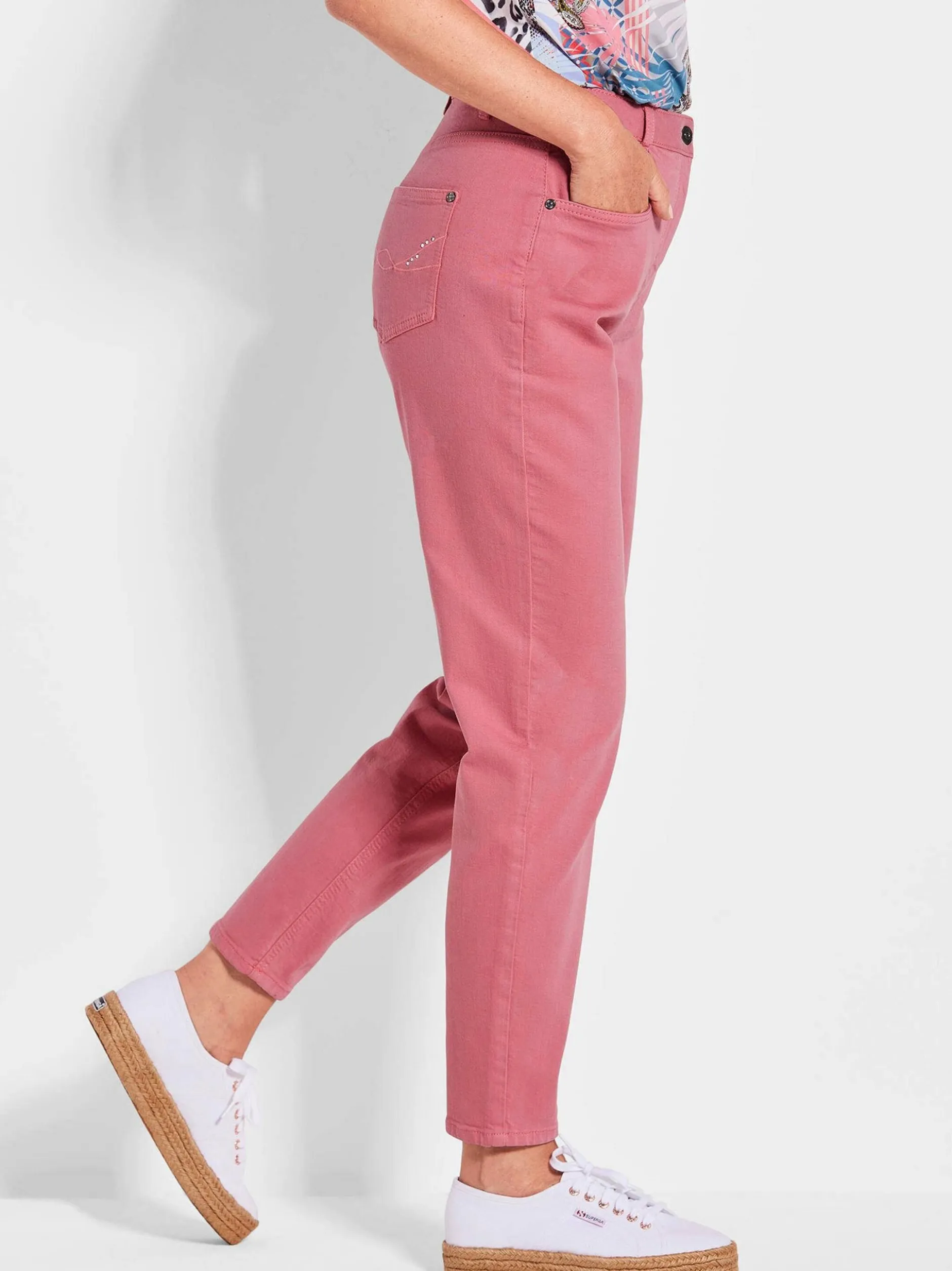 Goldner Damen Jeans in koralle