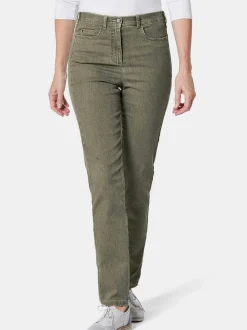 Goldner Damen Jeans in oliv