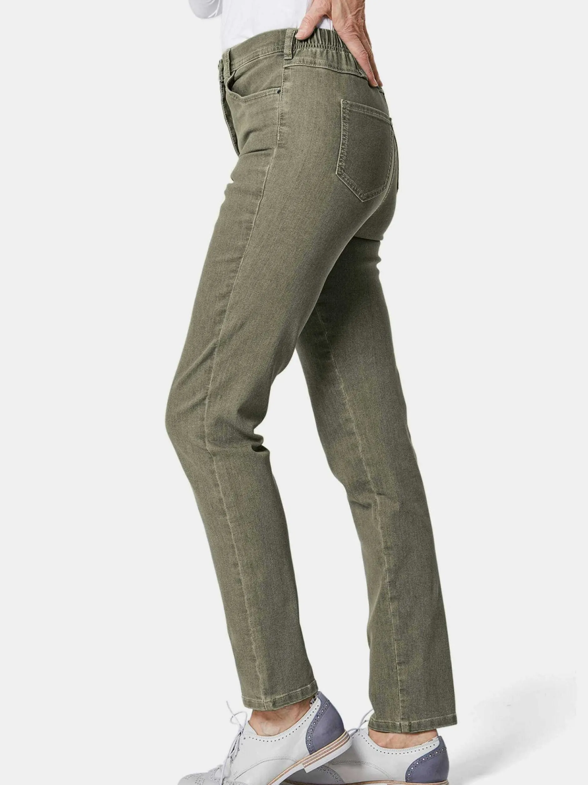 Goldner Damen Jeans in oliv