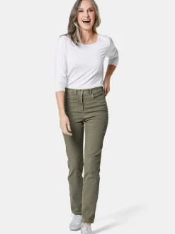 Goldner Damen Jeans in oliv