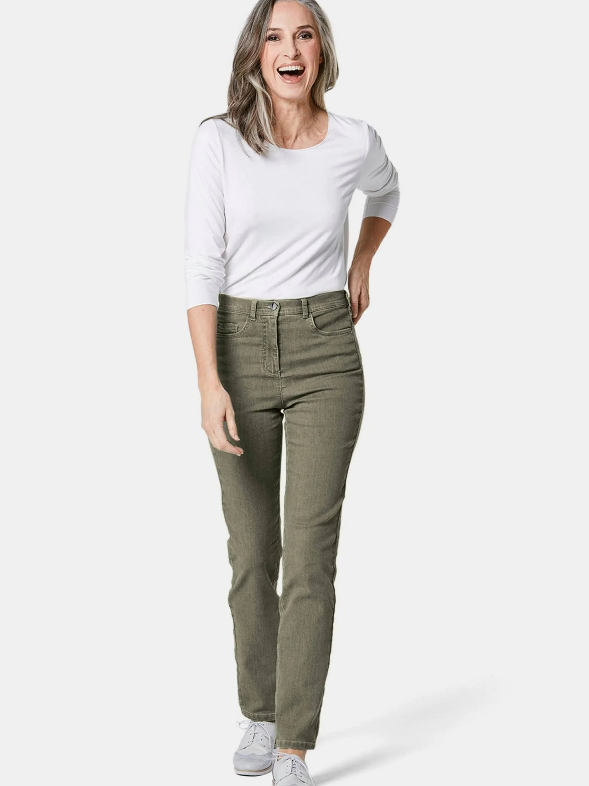 Goldner Damen Jeans in oliv