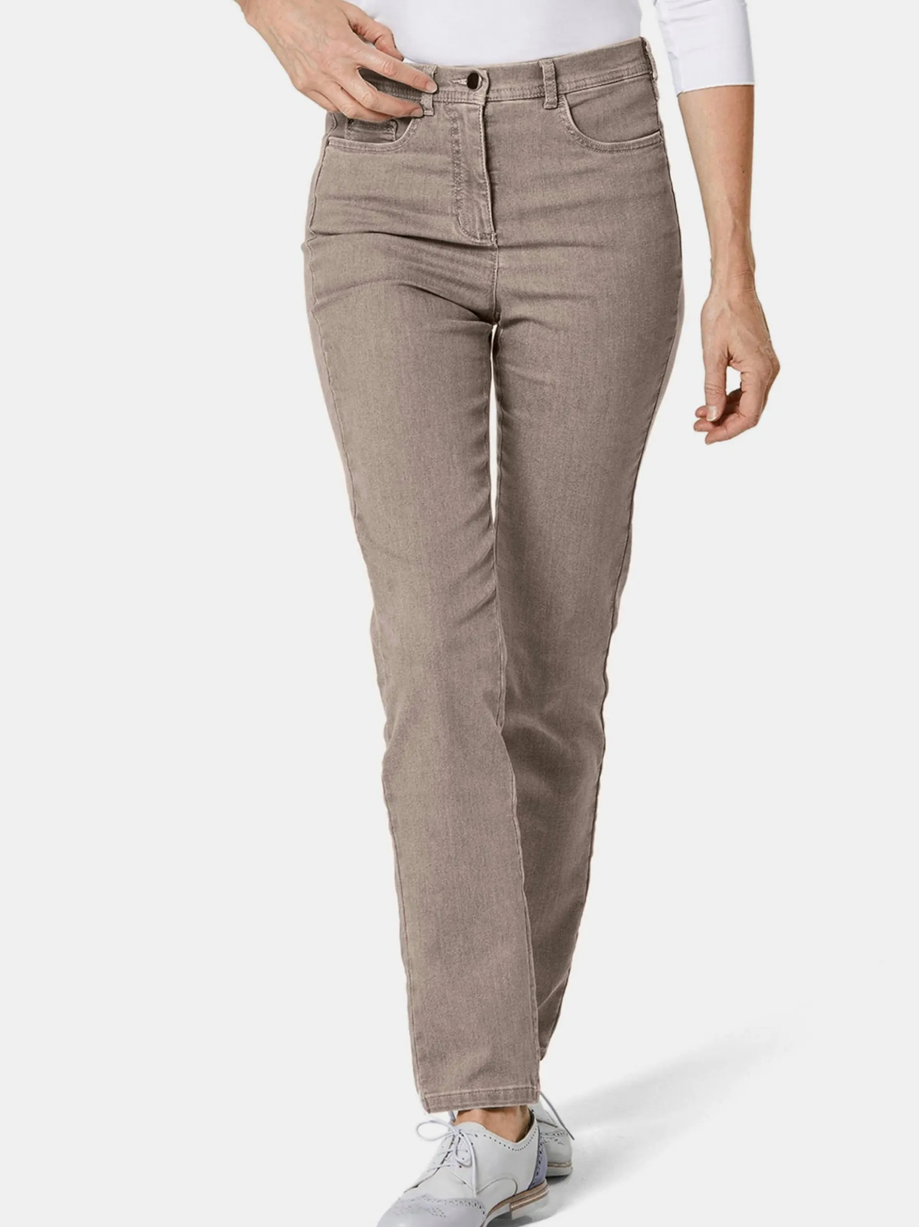 Goldner Damen Jeans in taupe