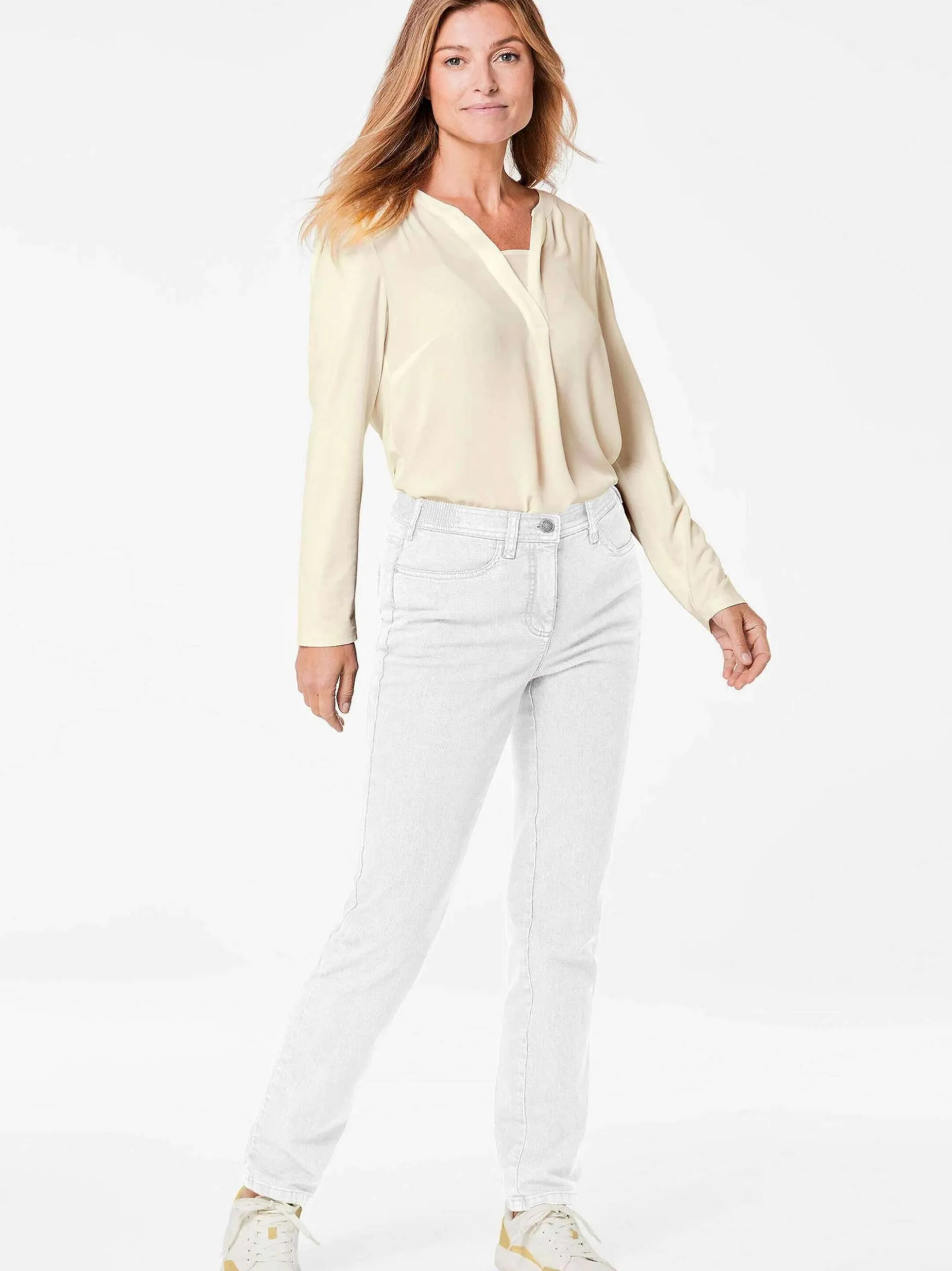 Goldner Damen Jeans in weiß