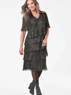 Goldner Damen Kleid - Kurzgröße in schwarz
