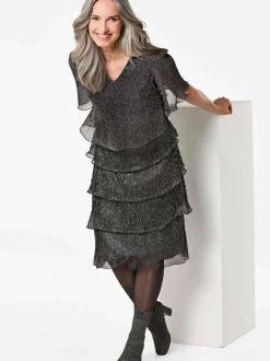 Goldner Damen Kleid - Kurzgröße in schwarz