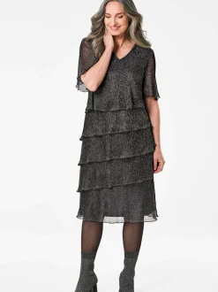 Goldner Damen Kleid - Kurzgröße in schwarz