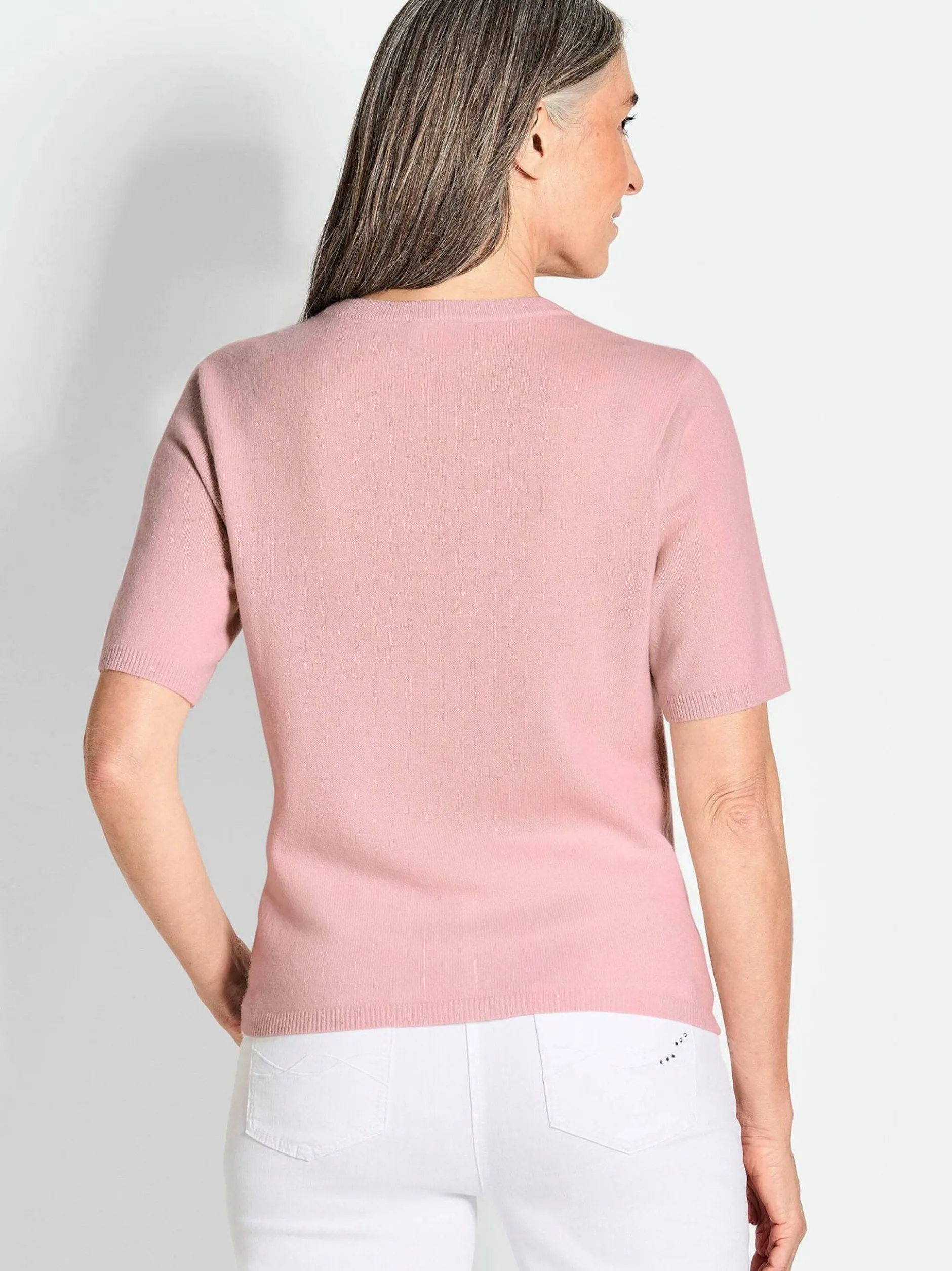 Goldner Damen Kurzarm-Pullover in rosa - Ärmel: Halbarm