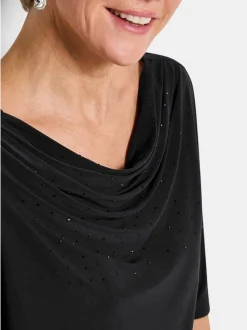 Goldner Damen Kurzarmshirt in schwarz - Ärmel: Halbarm