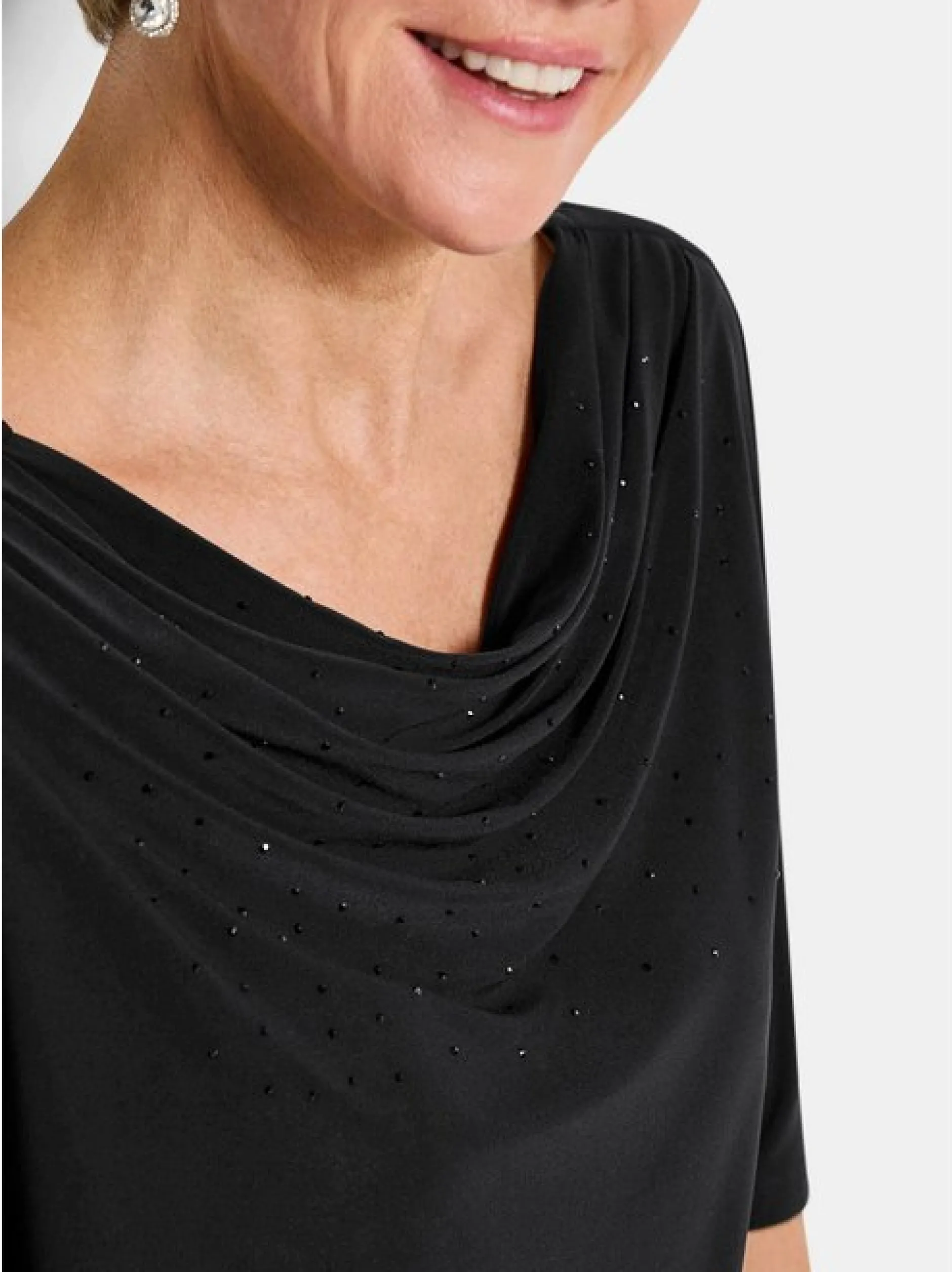 Goldner Damen Kurzarmshirt in schwarz - Ärmel: Halbarm