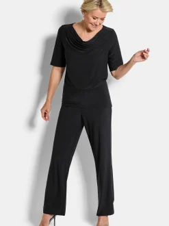 Goldner Damen Kurzarmshirt in schwarz - Ärmel: Halbarm