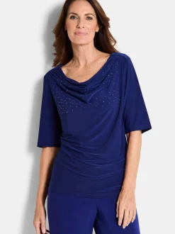 Goldner Damen Kurzarmshirt in royal - Ärmel: Halbarm