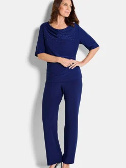 Goldner Damen Kurzarmshirt in royal - Ärmel: Halbarm