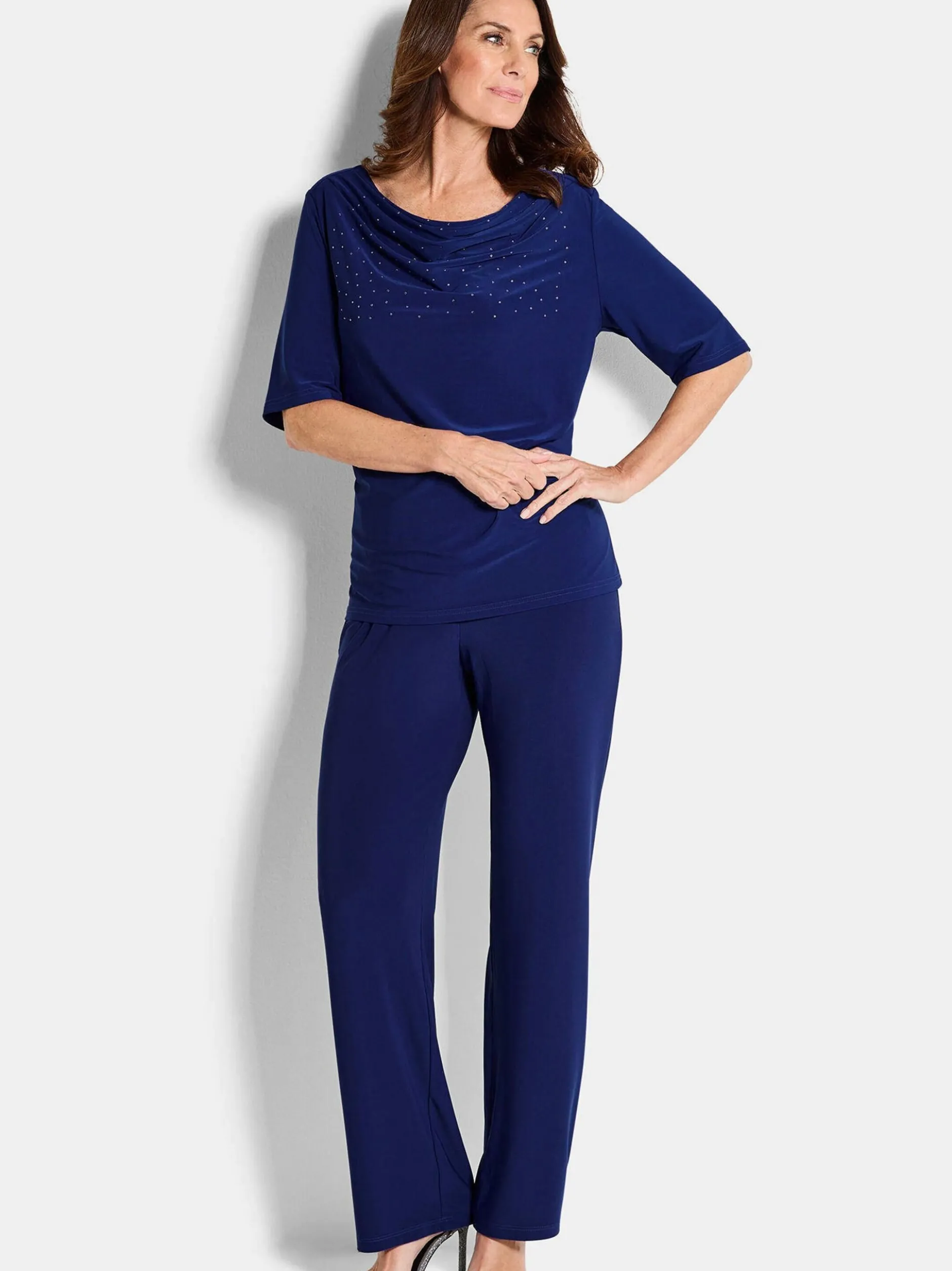 Goldner Damen Kurzarmshirt in royal - Ärmel: Halbarm