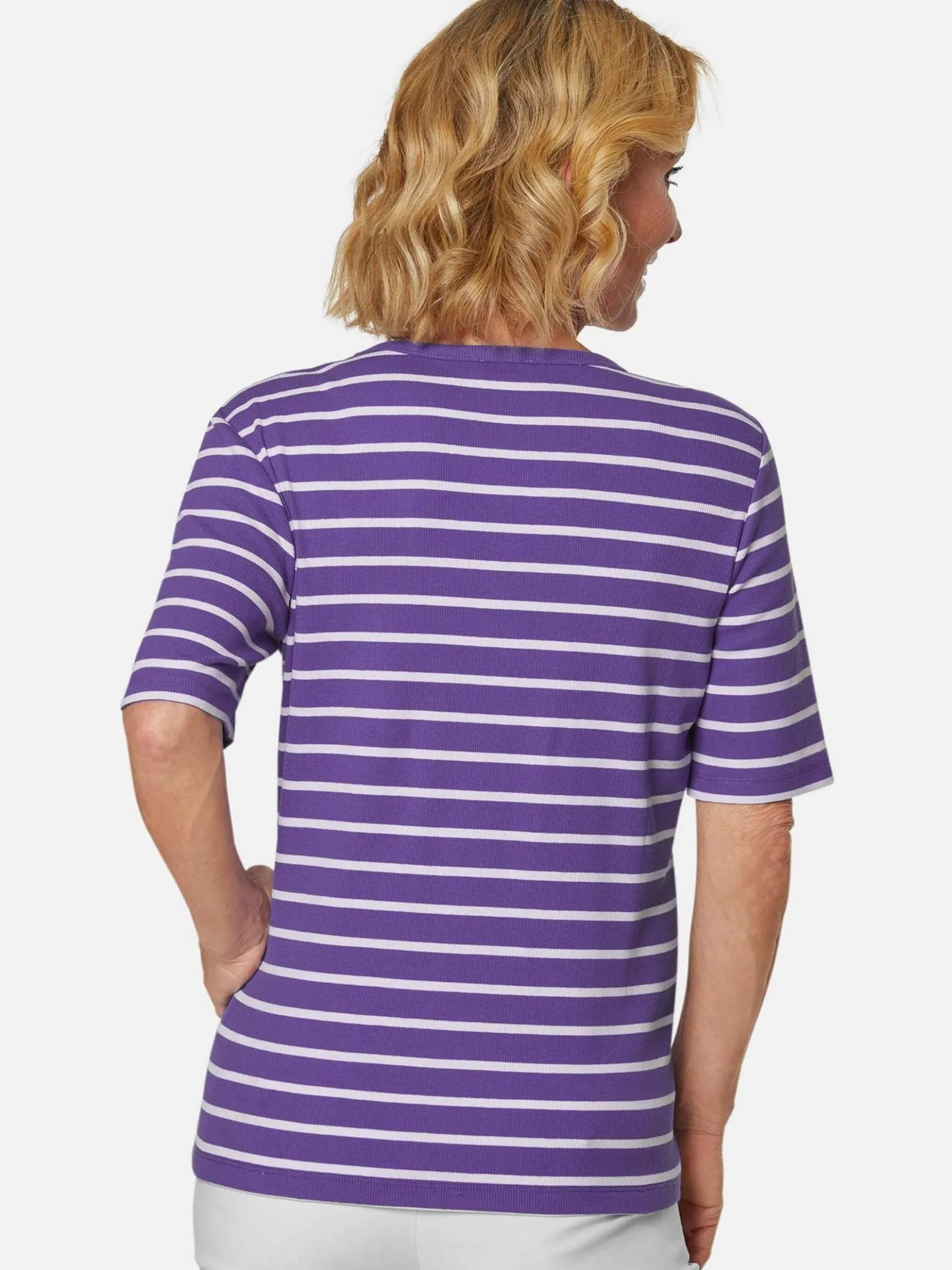 Goldner Damen Kurzarm-Shirts in lila - Ärmel: Halbarm