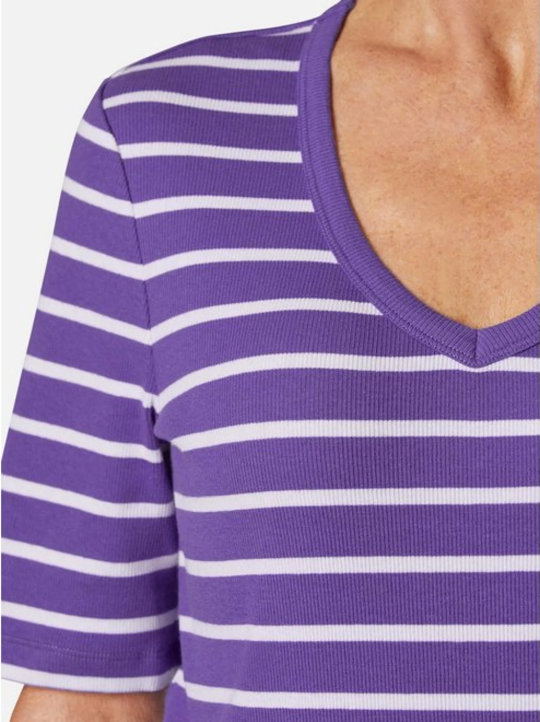 Goldner Damen Kurzarm-Shirts in lila - Ärmel: Halbarm