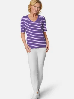 Goldner Damen Kurzarm-Shirts in lila - Ärmel: Halbarm