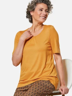 Goldner Damen Kurzarm-Shirts - Kurzgröße in mais