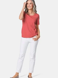 Goldner Damen Kurzarm-Shirts in koralle - Ärmel: kurzarm