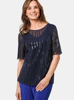 Goldner Damen Kurzarm-Shirts in blau - Ärmel: Halbarm