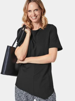 Goldner Damen Kurzarm-Shirts in schwarz - Ärmel: Halbarm