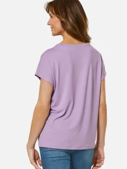 Goldner Damen Kurzarm-Shirts in flieder