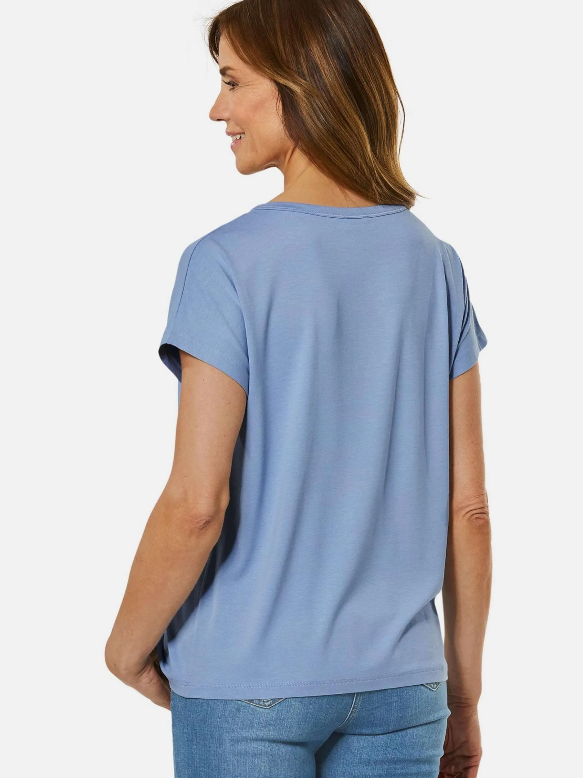 Goldner Damen Kurzarm-Shirts in blau - Ärmel: ohne Arm